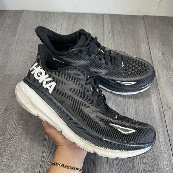 Hoka One One Mens Clifton 9 1132210 BWHT Black Running Shoes Sneakers Sz 12 2E main image 11